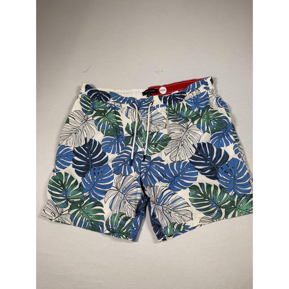 Tommy‎ Hilfiger Shorts Mens Large Multicolor Tropical Leaf Swim Trunks Lined